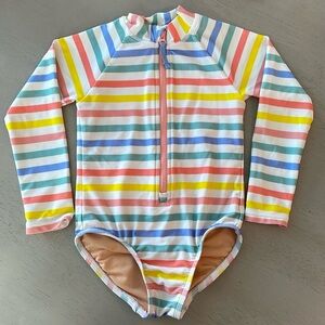 J Crew Crewcuts Rashguard Bathing Suit Toddler Girl 2T 2 XXS Rainbow Muticolor